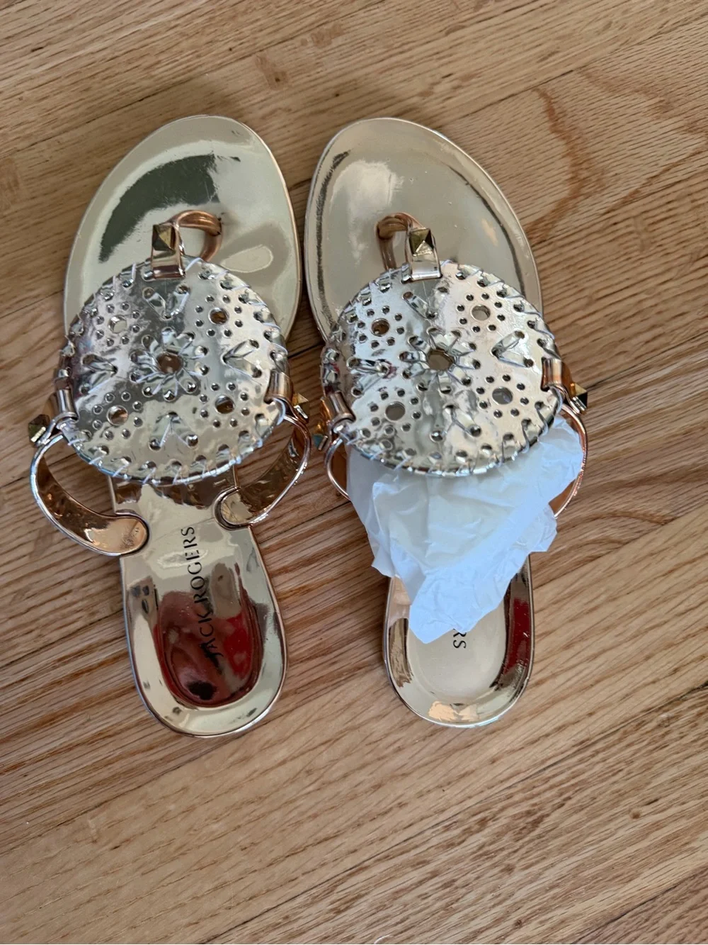 Jack Rogers shiny metallic